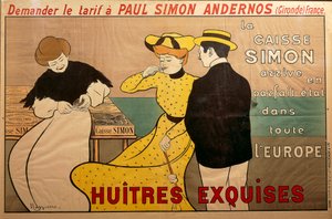 "Huitres exquises" (ostras exquisitas) cartel para el comerciante de ostras Paul Simon de Leonetto Cappiello