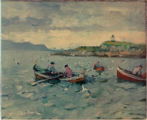 Pescadores en las Lofoten de Leonhard Sandrock