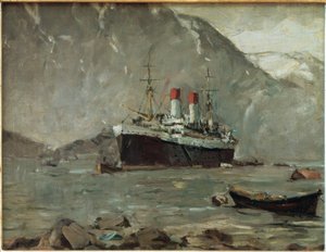 Vapor de pasajeros de Hamburg-Süd en un fiordo noruego de Leonhard Sandrock