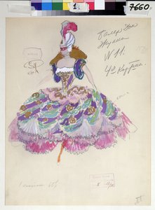 Diseño de Vestuario para "Don Giovanni" de Wolfgang Amadeus Mozart, 1914 de Leonid Mihhaylovich Brailovsky