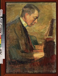 Retrato del compositor Sergei (Serguei) Rachmaninov (Serge Rachmaninoff o Rakhmaninov) (1873-1943). Obra de Leonid Osipovich Pasternak (1862-1945), óleo sobre lienzo de Leonid Osipovic Pasternak