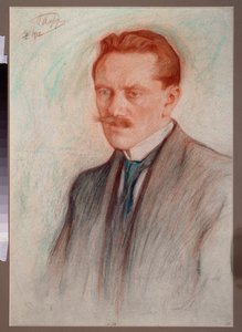 Retrato del poeta Jurgis Baltrusaitis (1873-1944). Obra de Leonid Osipovich Pasternak (1862-1945), sanguina y tiza sobre papel