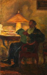 Leo Tolstoy con un periódico, 1901