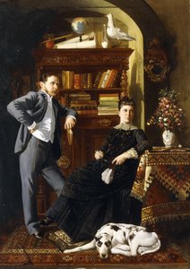 Una Pareja en un Interior con un Perro