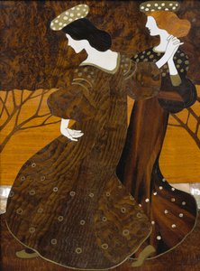 Cómoda, ca 1908, por Leopold Bauer (1872-1938), nogal, latón y nácar, (detalle) de Leopold Bauer