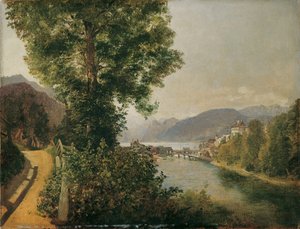 Vista de Traunsee desde Traun cerca de Gmunden de Leopold Blonder