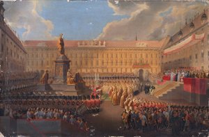 Inauguración del monumento al emperador Francisco I de Austria el 19 de junio de 1846 en la Franzensplatz de Viena de Leopold Bucher