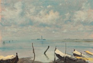 Vista de Venecia desde Mestre (Paisaje de laguna) de Leopold Carl Muller