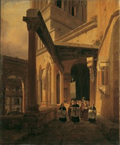 Vista de una columnata en el Templo de Diana en Spalato de Leopold Ernst
