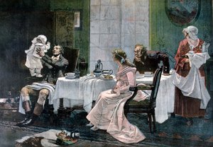 El almuerzo de Camille Desmoulins, 1892 de Leopold Flameng
