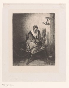 Mujer junto a la rueca de Leopold Flameng
