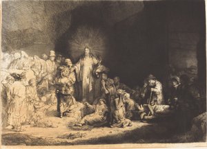 Cristo predicando (La estampa de los cien florines) de Leopold Flameng after Rembrandt van Rijn