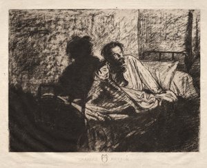 Retrato de Meryon sentado en la cama de Leopold Fleming