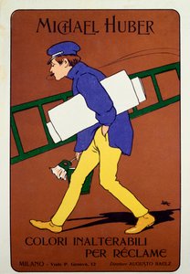 Cartel publicitario para los colores de Michael Huber de Leopoldo Metlicovitz