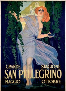 Cartel publicitario de la ciudad balnearia de San Pellegrino, Italia de Leopoldo Metlicovitz