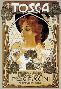 Portada de Leopoldo Metlicovitz de la partitura de la ópera Tosca de Giacomo Puccini