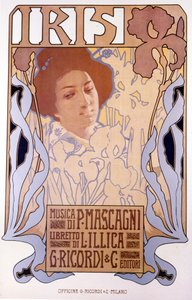 Iris compuesta por Pietro Mascagni, cartel de Leopoldo Metlicovitz, libreto de Luigi Illica, 1898 de Leopoldo Metlicovitz