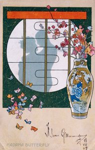 Postal creada para el estreno de "Madame Butterfly", en Brescia de Leopoldo Metlicovitz
