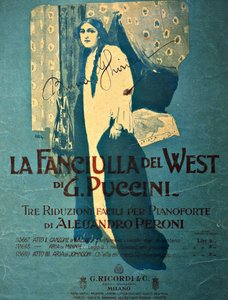 Página de título de una reducción para piano de Alessandro Peroni para la ópera La fanciulla del West (La chica del oeste dorado), de Giacomo Puccini