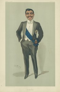 El Aga Khan, 10 de noviembre de 1904, caricatura de Vanity Fair de Leslie Matthew Ward