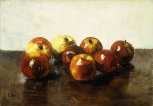 Una naturaleza muerta de manzanas de Lesser Ury