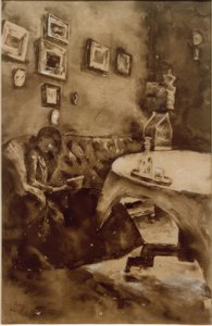 Interior con dama leyendo de Lesser Ury