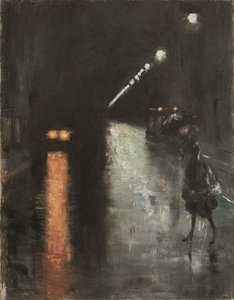 Escena callejera nocturna, Berlín (Leipziger Strasse?), c.1920 (óleo sobre lienzo) de Lesser Ury