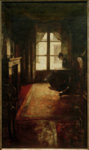 Interior parisino (mujer leyendo en la ventana) de Lesser Ury