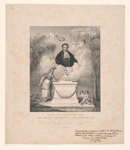 Retrato de Sibrandus Stratingh Dedicado a la memoria del difunto Sr. Sibrandus Stratingh, E.Z. (título en el objeto) de Levi Michiel Bendix