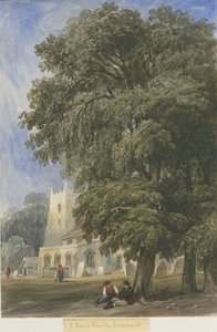 Iglesia de Caverswall: pintura en acuarela, nd [c1830-1840] de Lewis John Wood