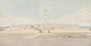 Vista en perspectiva de un fantástico complejo de la Acrópolis de Lewis Vulliamy