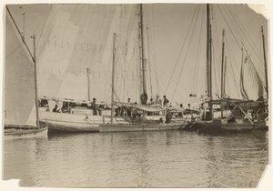 [Barcos ostreros, Bahía de Mobile, Alabama] de Lewis W. Hine