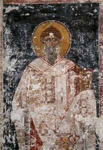 Apóstol, fresco en la iglesia bizantina de los Santos Apóstoles en el Ágora de Atenas, Grecia de Unbekannt Unbekannt