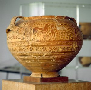 Crátera argiva con decoraciones geométricas, diámetro 50 cm, civilización griega, siglo VIII a.C. de Unbekannt Unbekannt