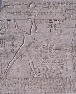 Grabados en la pared de un templo, Medinet Habu, Luxor, Egipto de Unbekannt Unbekannt