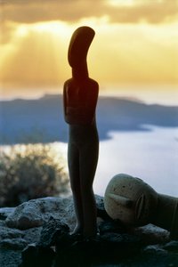 Ídolo cicládico en el fondo de la costa, islas Cícladas, Grecia, civilización cicládica de Unbekannt Unbekannt