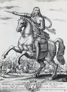 Retrato ecuestre de Francisco de Borbón-Vendôme (1616-1669), segundo Duque de Beaufort y general francés, grabado por Nicolas de La Fage de Unbekannt Unbekannt
