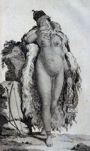 Mujer étnica Khoikhoi (Hotentotes), de Viajes de Le Vaillant al interior de África por el Cabo de Buena Esperanza, en los años 1783