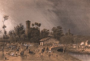 Primera División de la Brigada Regina atacando el Puente Montreoli, Palestro, Lombardía