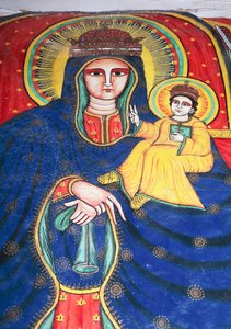 Fresco que representa a María y el Niño, Iglesia de Nuestra Señora María de Sion (siglo XVII), Aksum (Lista del Patrimonio Mundial de la Unesco)