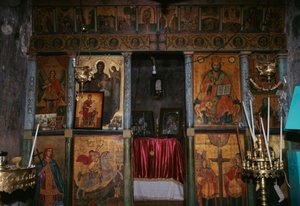 Iconostasio en la iglesia de Agia Paraskevi, Anisaraki, Creta, Grecia