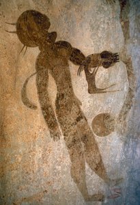 Hombre nadando, pintura rupestre, Tassili n