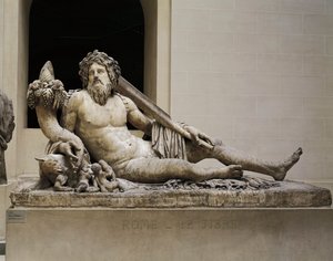 Estatua de mármol que representa al río Tíber, Templo de Isis y Serapis, de Roma