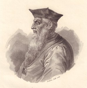 Retrato del almirante italiano Andrea Doria (1466-1560), grabado en cobre por Ludovico Pelli