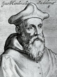 Retrato de Jacopo Sadoleto (1477-1547), humanista, obispo católico y cardenal italiano, grabado de Illustrissimorum, omnique virtutis, et scientiarum laude praestantissimoru virorum icones, por Claudius Pernetus