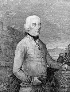 Retrato de Michael Friedrich von Melas (1729-1806), Mariscal de Campo nacido en Transilvania para el Imperio Austriaco durante las Guerras Napoleónicas, grabado de Unbekannt Unbekannt