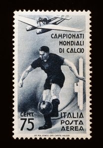 Sello postal para la Copa Mundial de la FIFA 1934, sello aéreo de 75 centavos, Italia, siglo XX de Unbekannt Unbekannt