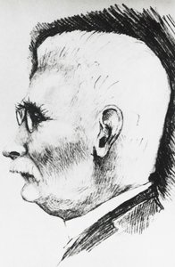 Retrato de perfil de Henri Louis Le Chatelier (1850-1936), químico y metalúrgico francés, grabado de Unbekannt Unbekannt