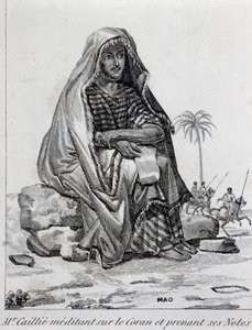 Rene Caillie (1799-1838), explorador vestido con ropa árabe, meditando sobre el Corán de Unbekannt Unbekannt