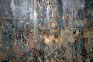 Santos a caballo, fresco en la iglesia bizantina de Agios Athanasios, Kefali, Creta, Grecia de Unbekannt Unbekannt